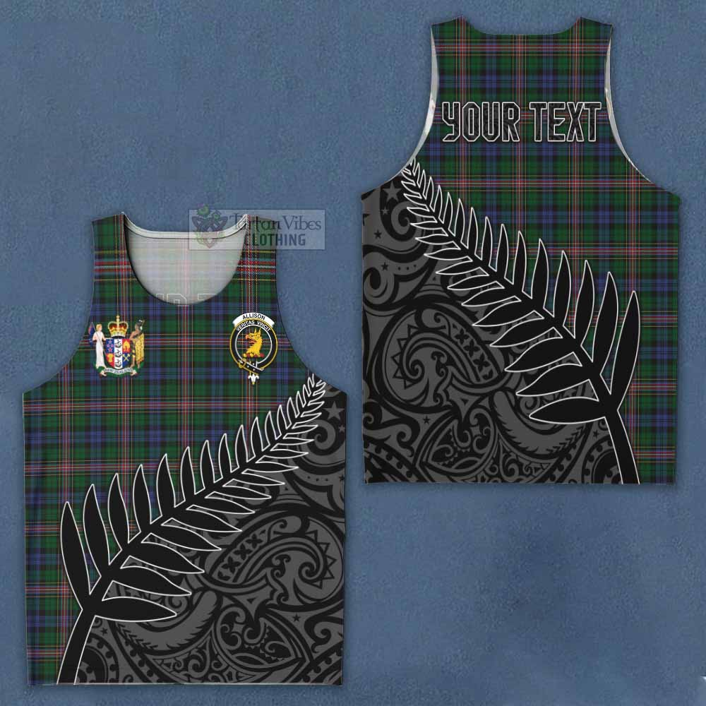 Tartan Vibes Clothing Allison Crest Tartan Men's Tank Top with New Zealand Silver Fern Half Style