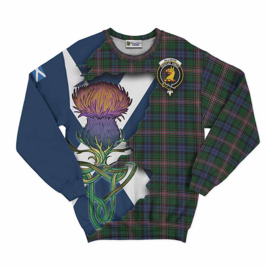 Tartan Vibes Clothing Allison Tartan Family Crest Sweatshirt Scottish Thistle Celtic Inspired