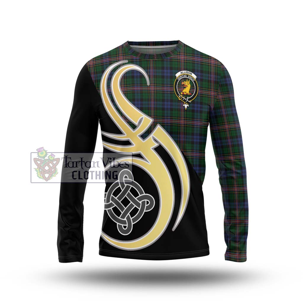 Allison Tartan Long Sleeve T-Shirt with Family Crest and Celtic Symbol Style Unisex - Tartan Vibes Clothing