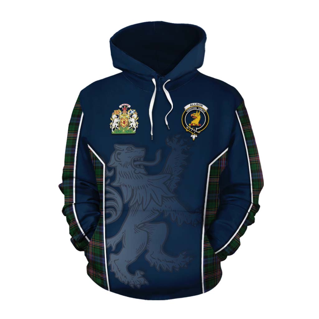 Tartan Vibes Clothing Allison Tartan Cotton Hoodie with Family Crest and Lion Rampant Vibes Sport Style