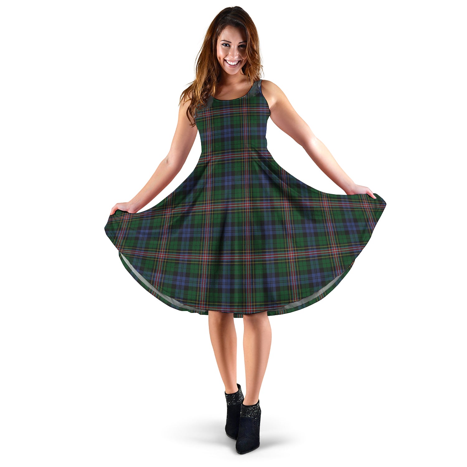Allison Tartan Sleeveless Midi Womens Dress - Tartanvibesclothing
