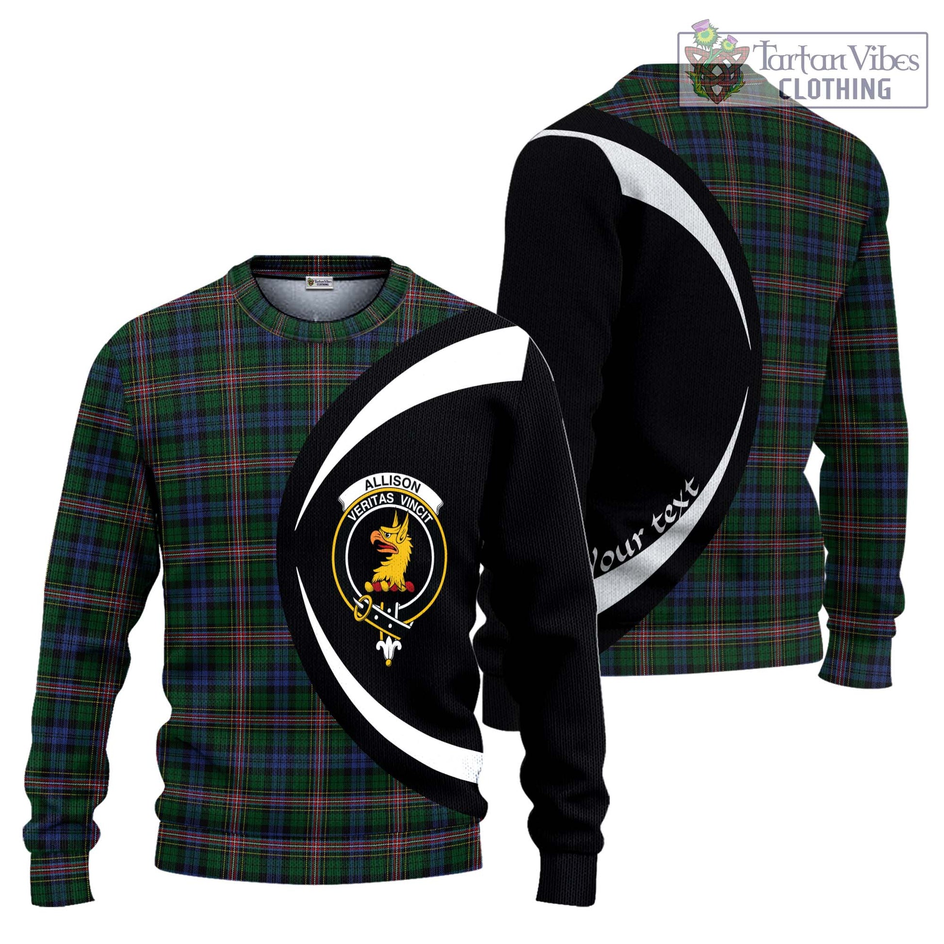 Allison Tartan Ugly Sweater with Family Crest Circle Style Unisex - Tartan Vibes Clothing
