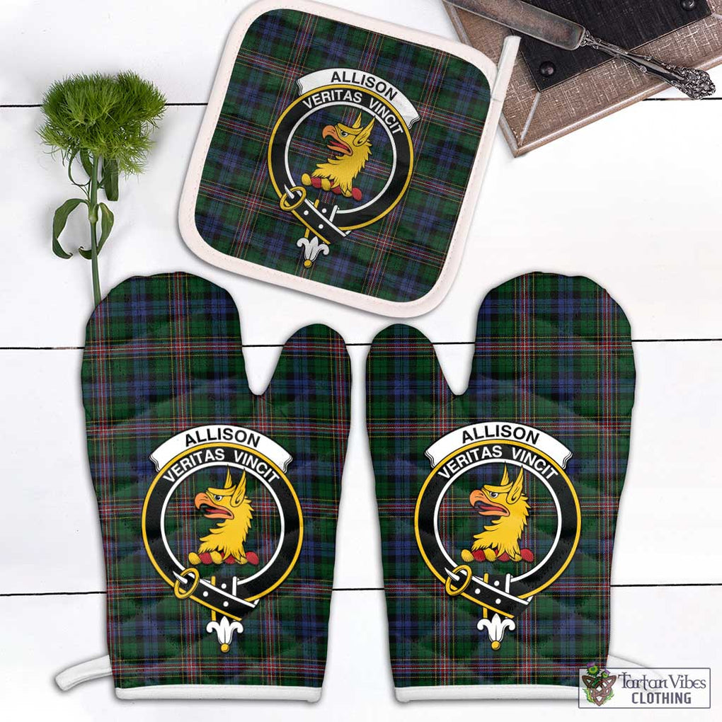 Allison Tartan Combo Oven Mitt & Pot-Holder with Family Crest Combo 1 Oven Mitt & 1 Pot-Holder White - Tartan Vibes Clothing