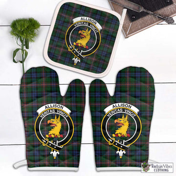 Allison Tartan Combo Oven Mitt & Pot-Holder with Family Crest Combo 1 Oven Mitt & 1 Pot-Holder White - Tartan Vibes Clothing