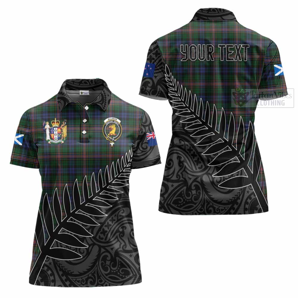 Tartan Vibes Clothing Allison Crest Tartan Women's Polo Shirt with New Zealand Silver Fern Half Style