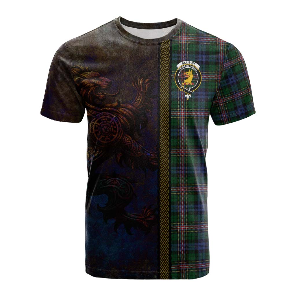 Tartan Vibes Clothing Allison Tartan Family Crest Cotton T-shirt Alba Gu Brath Be Brave Lion Ancient Style