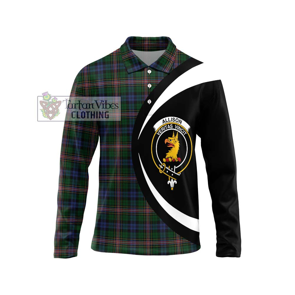 Allison Tartan Long Sleeve Polo Shirt with Family Crest Circle Style Unisex - Tartan Vibes Clothing