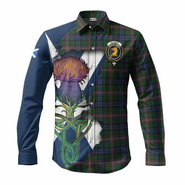 Tartan Vibes Clothing Allison Tartan Family Crest Long Sleeve Button Shirt Scottish Thistle Celtic Inspired