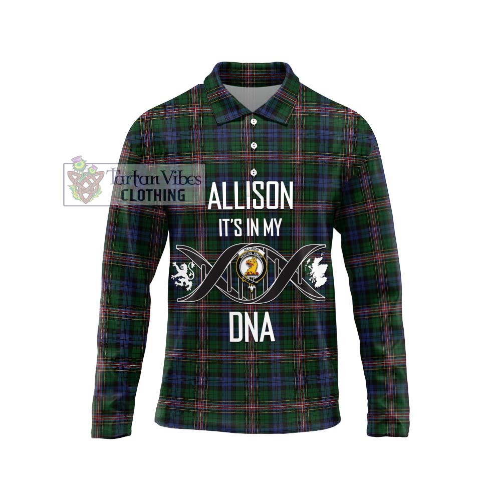 Allison Tartan Long Sleeve Polo Shirt with Family Crest DNA In Me Style Unisex - Tartanvibesclothing Shop