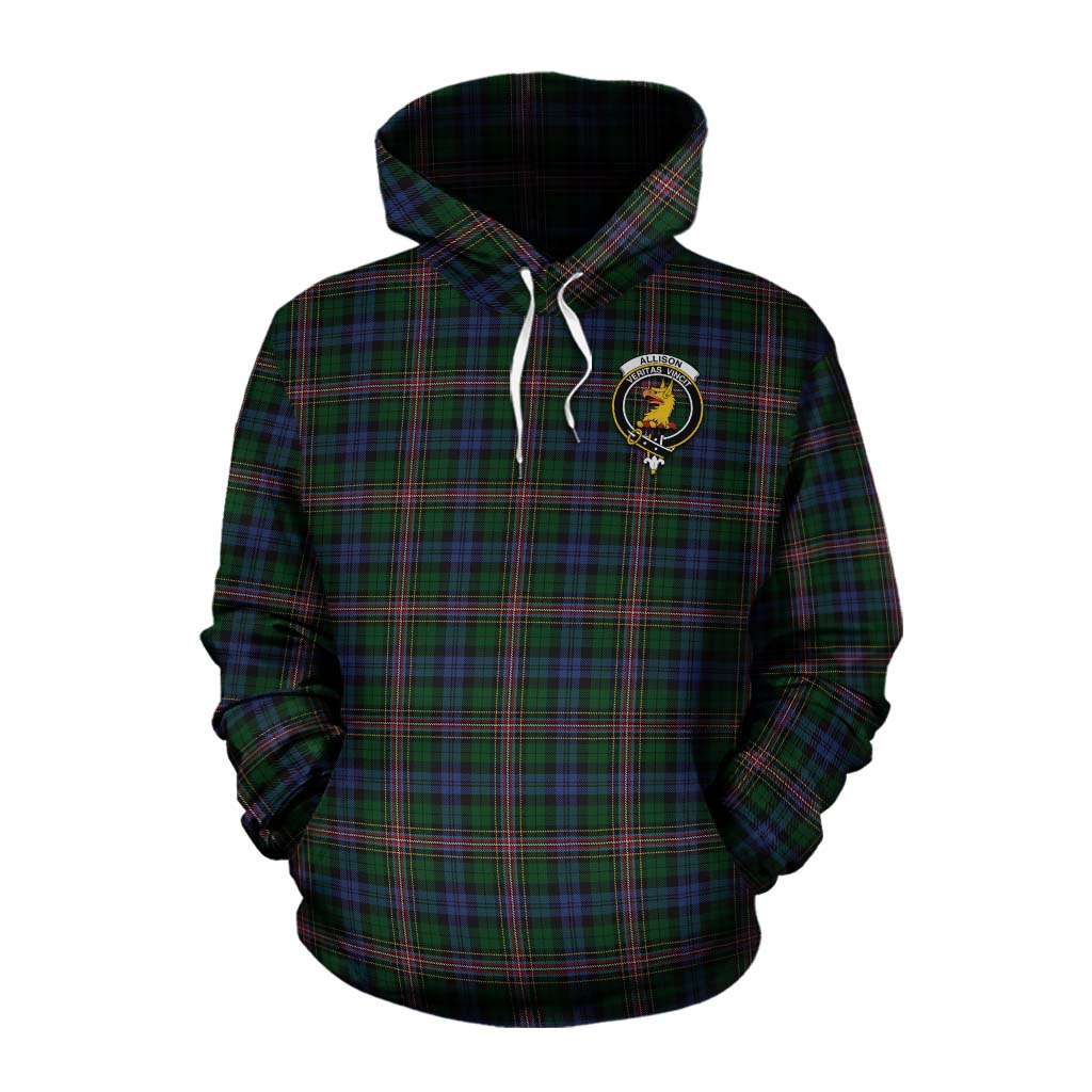 Tartan Vibes Clothing Allison Tartan Cotton Hoodie with Family Crest Celtic Skull Style