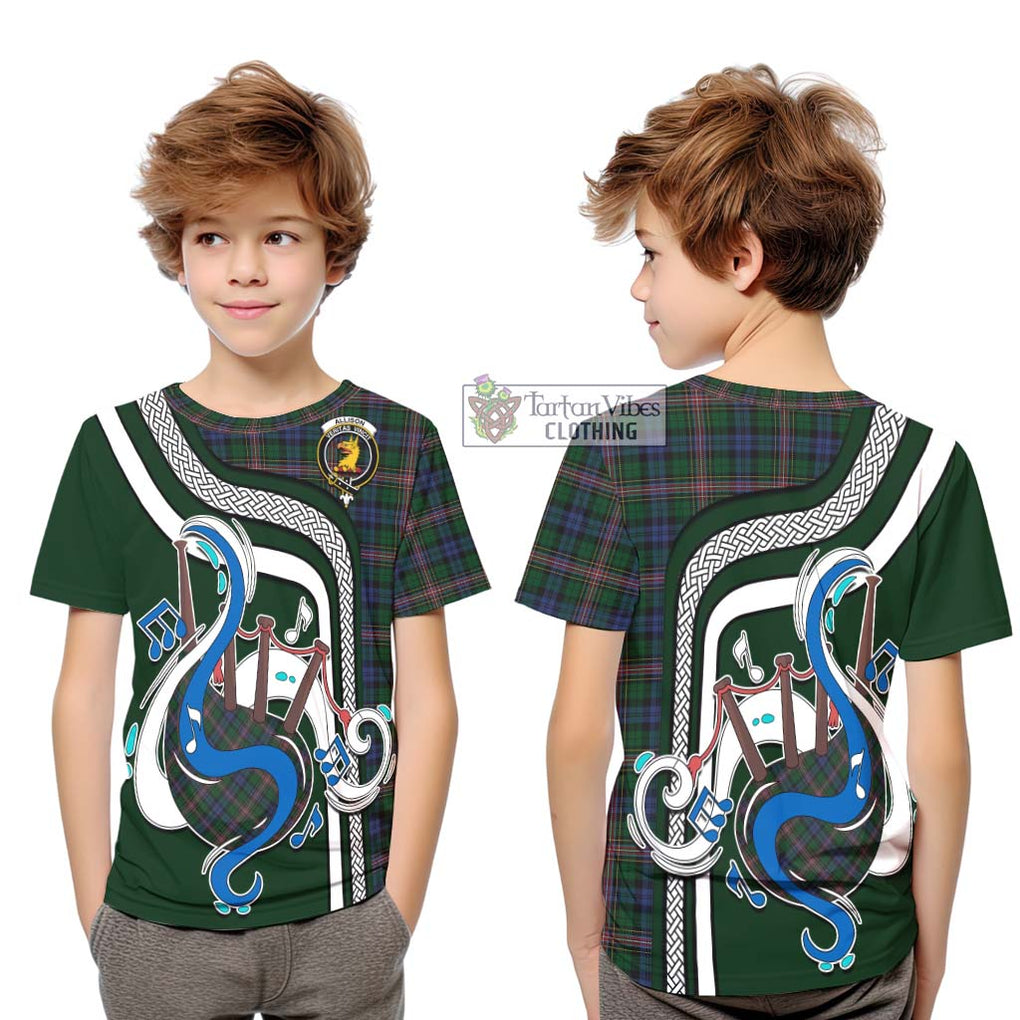Tartan Vibes Clothing Allison Tartan Kid T-Shirt with Epic Bagpipe Style
