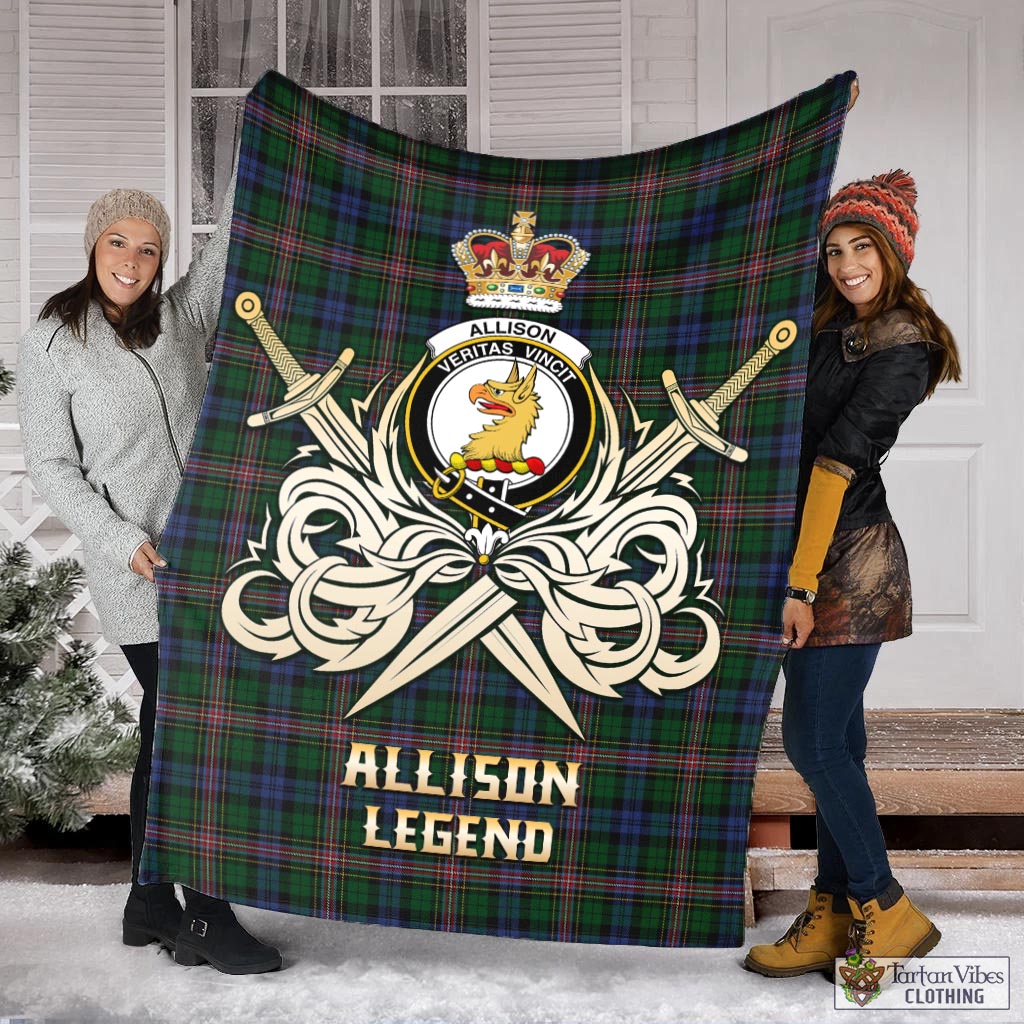 Tartan Vibes Clothing Allison Tartan Blanket with Clan Crest and the Golden Sword of Courageous Legacy