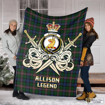 Allison Tartan Blanket with Clan Crest and the Golden Sword of Courageous Legacy