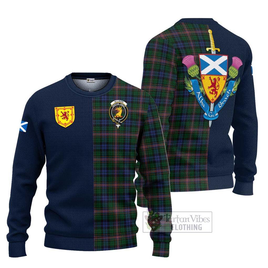 Tartan Vibes Clothing Allison Tartan Knitted Sweater with Scottish Lion Royal Arm Half Style