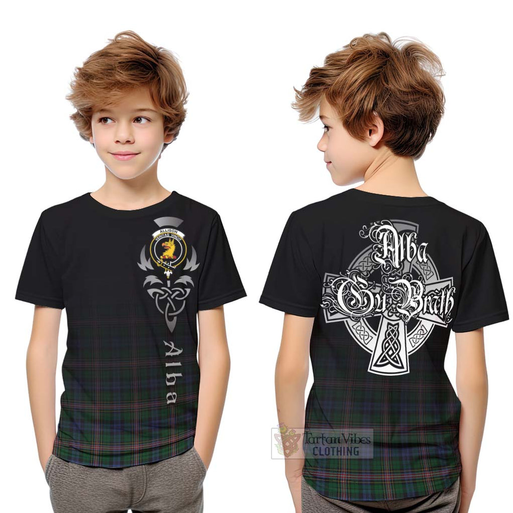 Tartan Vibes Clothing Allison Tartan Kid T-Shirt Featuring Alba Gu Brath Family Crest Celtic Inspired