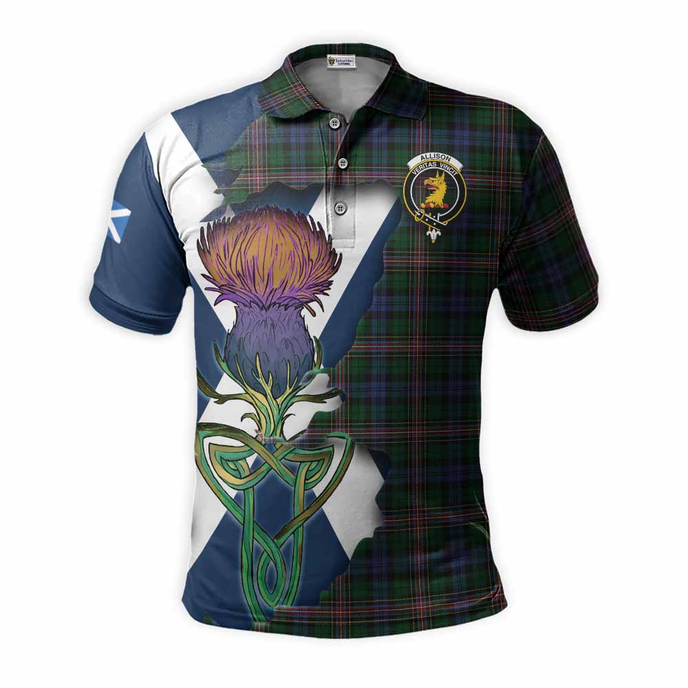 Tartan Vibes Clothing Allison Tartan Family Crest Polo Shirt Scottish Thistle Celtic Inspired