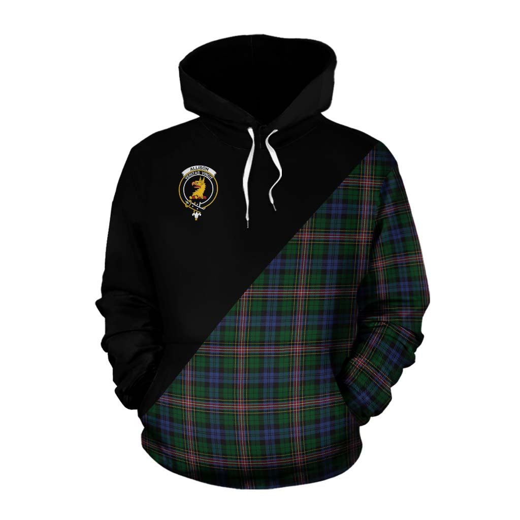 Tartan Vibes Clothing Allison Tartan Cotton Hoodie with Family Crest and Military Logo Style