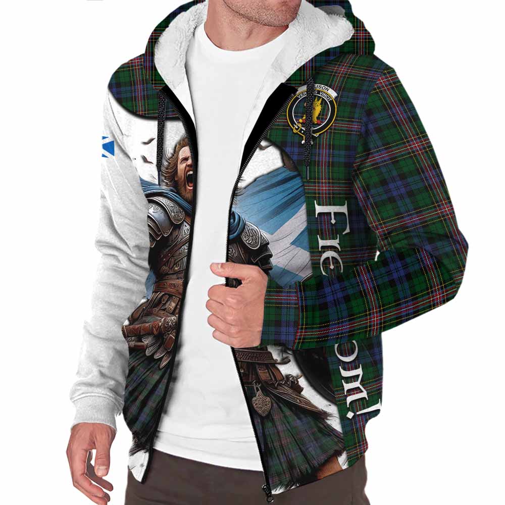 Tartan Vibes Clothing Allison Crest Tartan Sherpa Hoodie Inspired by the Freedom of Scottish Warrior