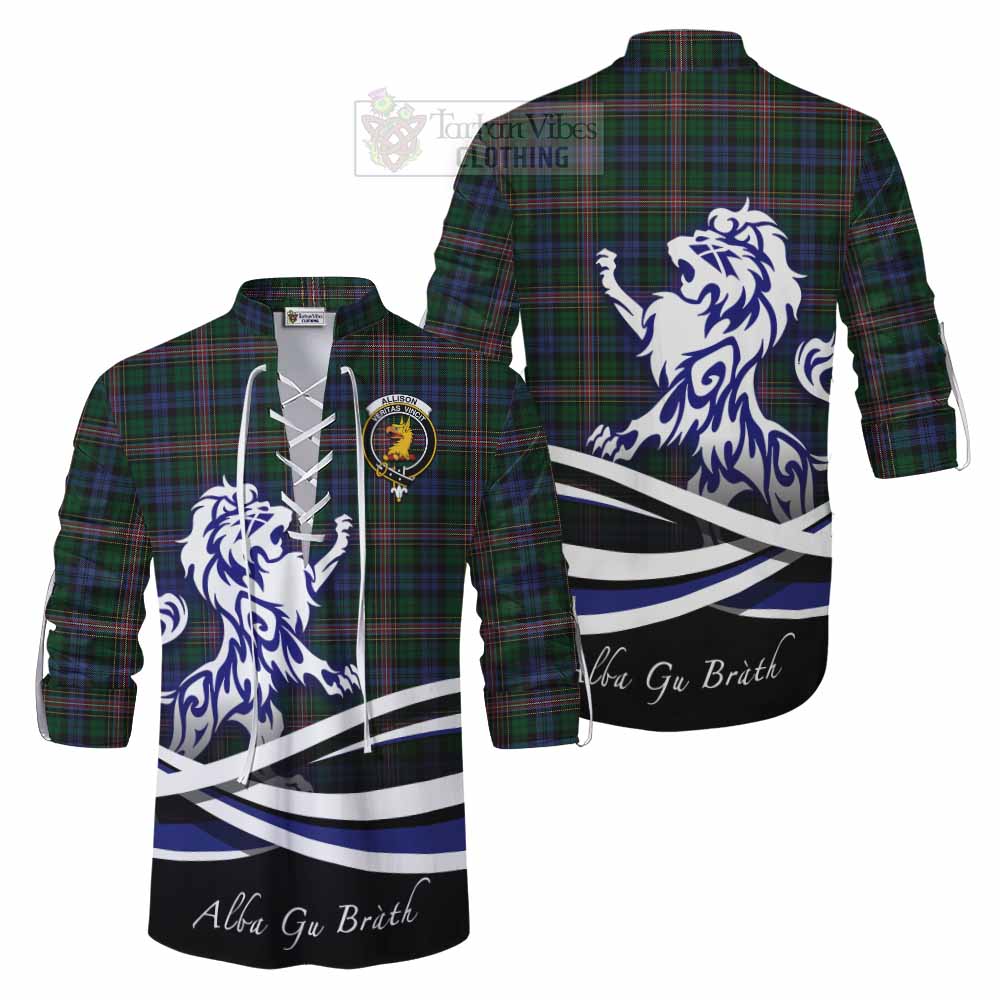 Tartan Vibes Clothing Allison Tartan Ghillie Kilt Shirt with Alba Gu Brath Regal Lion Emblem