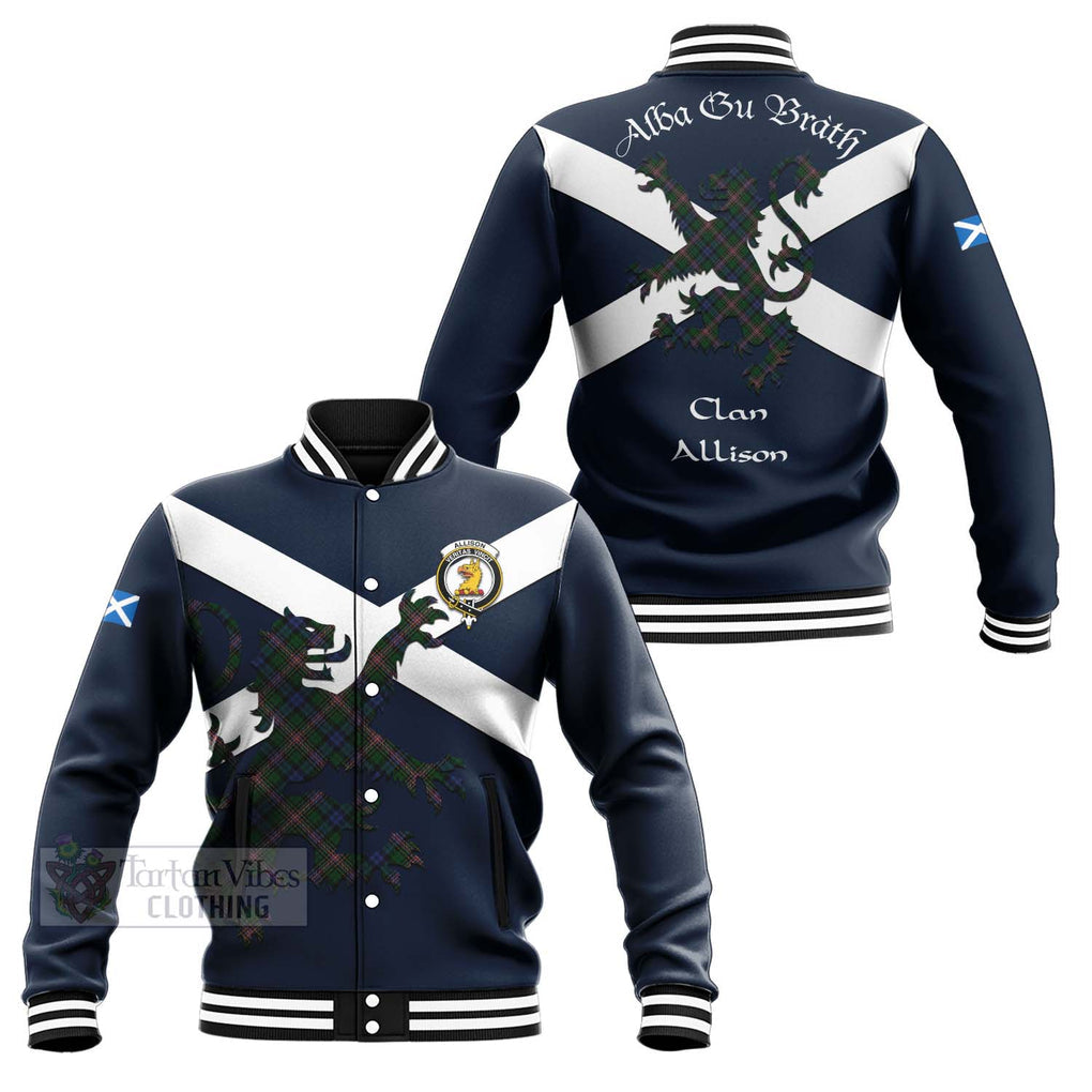 Tartan Vibes Clothing Allison Tartan Lion Rampant Baseball Jacket – Proudly Display Your Heritage with Alba Gu Brath and Clan Name