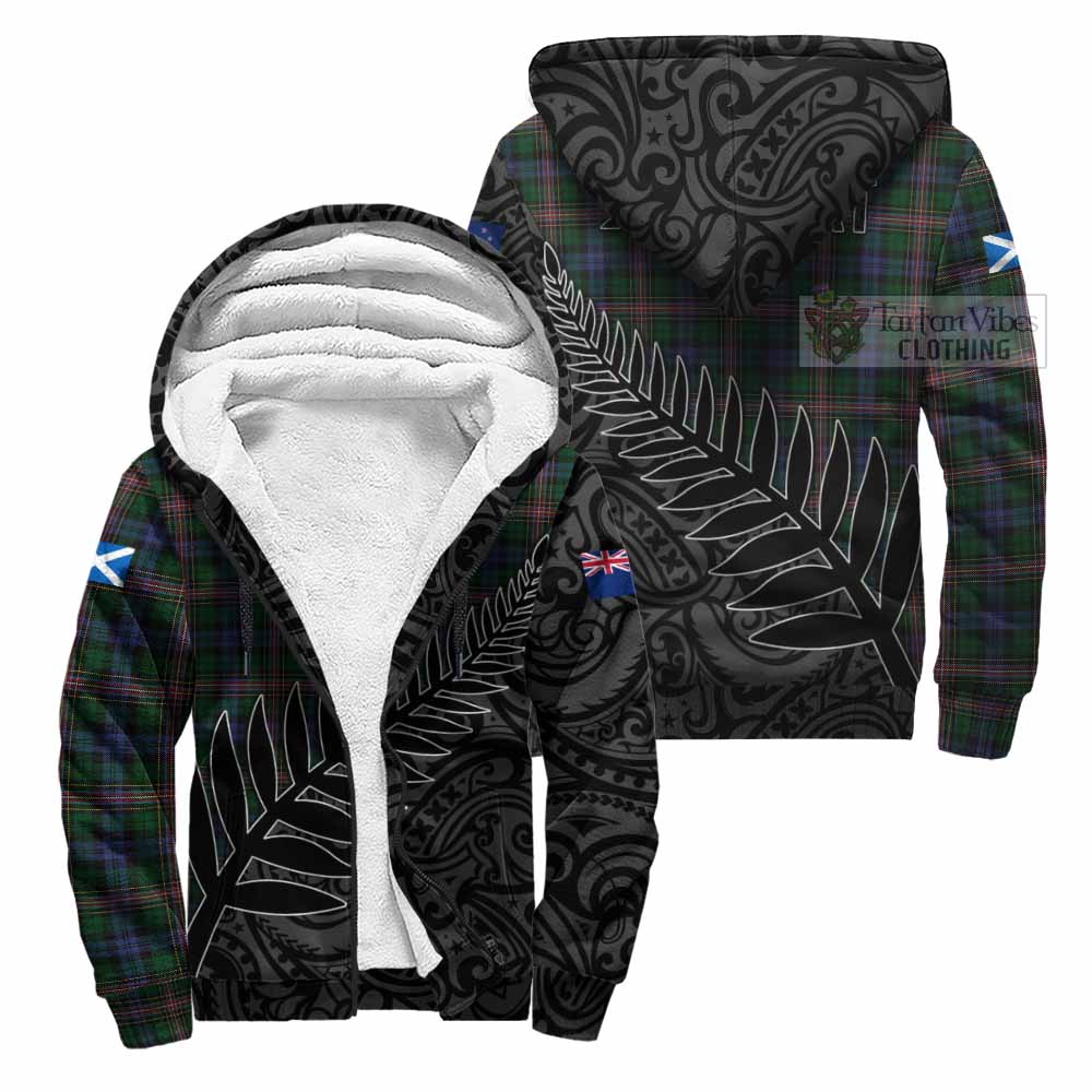 Tartan Vibes Clothing Allison Crest Tartan Sherpa Hoodie with New Zealand Silver Fern Half Style