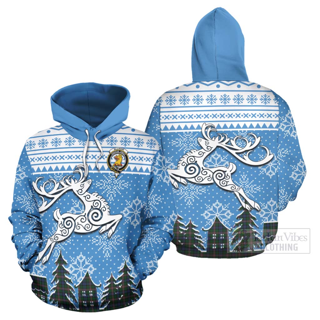 Tartan Vibes Clothing Allison Clan Christmas Hoodie Celtic Reindeer Style