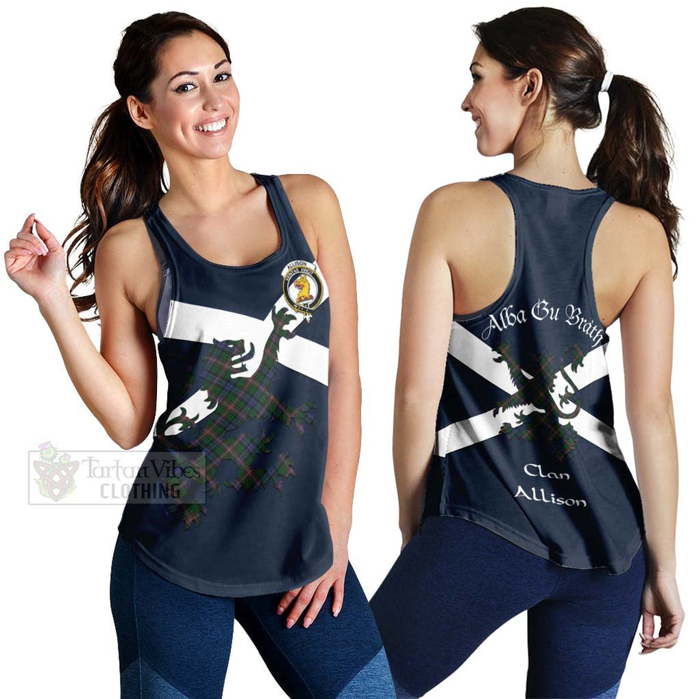 Tartan Vibes Clothing Allison Tartan Lion Rampant Women's Racerback Tanks – Proudly Display Your Heritage with Alba Gu Brath and Clan Name