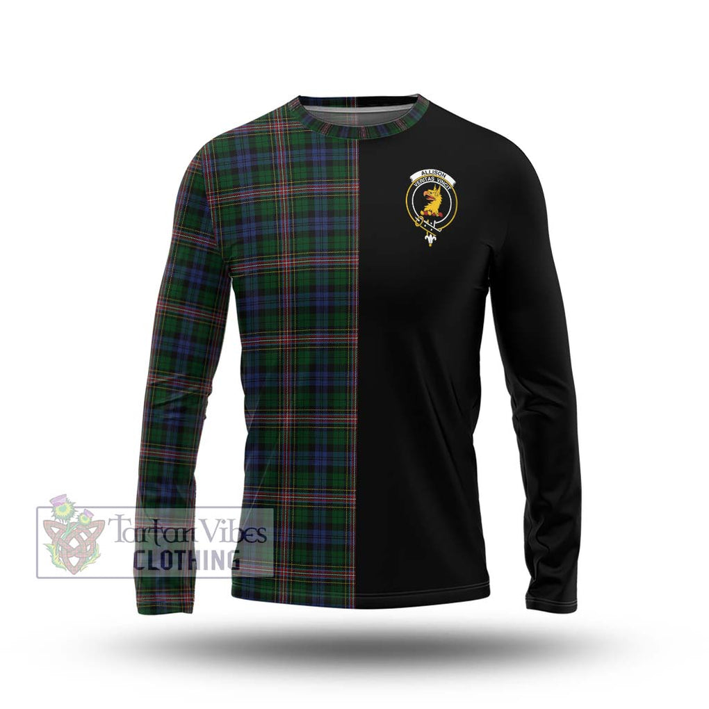 Allison Tartan Long Sleeve T-Shirt with Family Crest and Half Of Me Style Unisex - Tartanvibesclothing Shop
