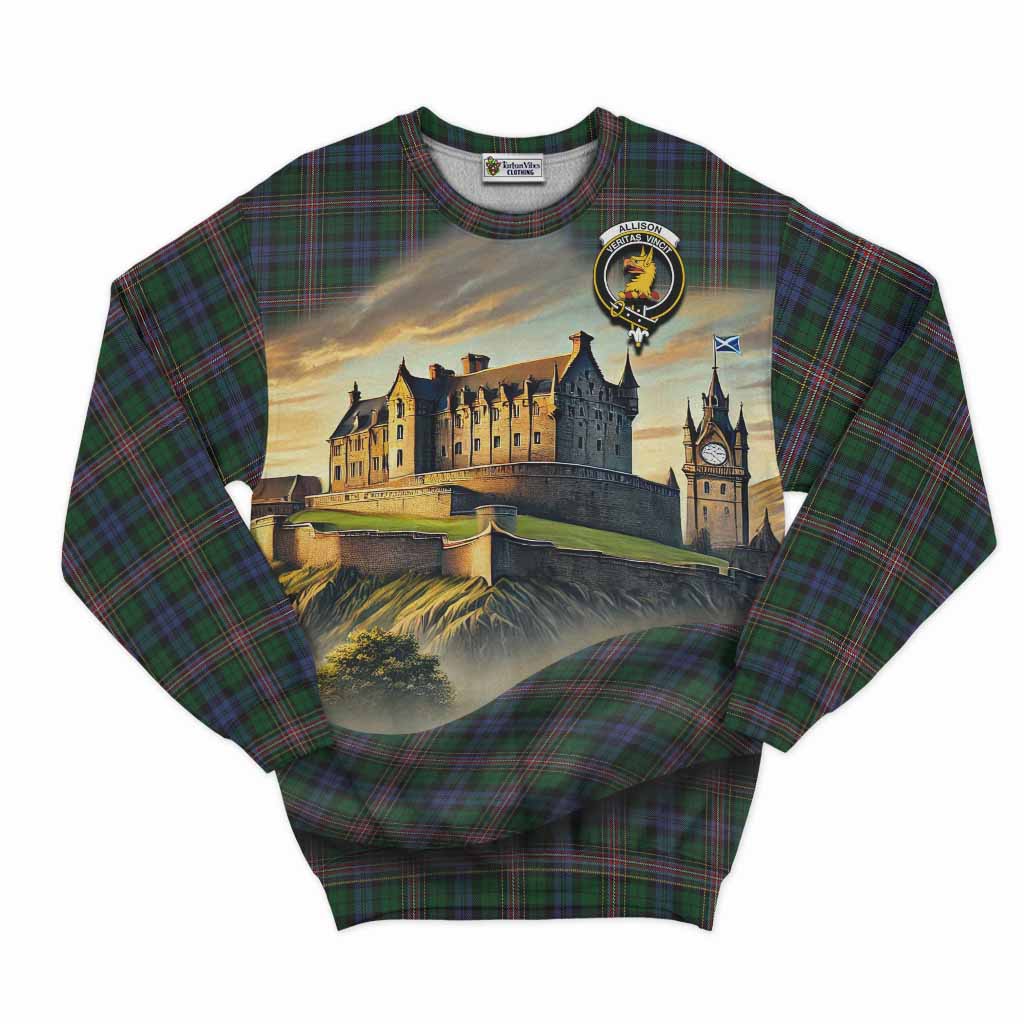 Tartan Vibes Clothing Allison Tartan Family Crest Sweatshirt with Scottish Ancient Castle Style