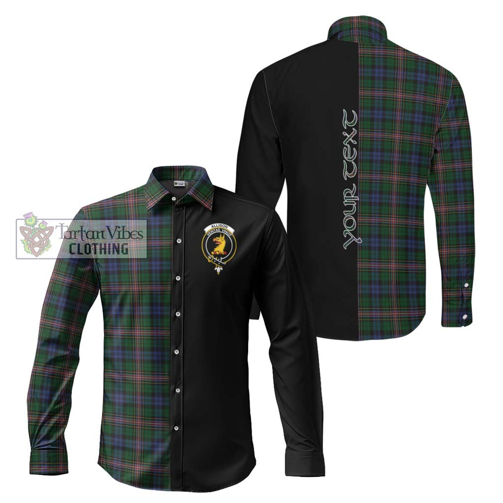Allison Tartan Long Sleeve Button Shirt with Family Crest and Half Of Me Style Men's Shirt S - Tartanvibesclothing Shop