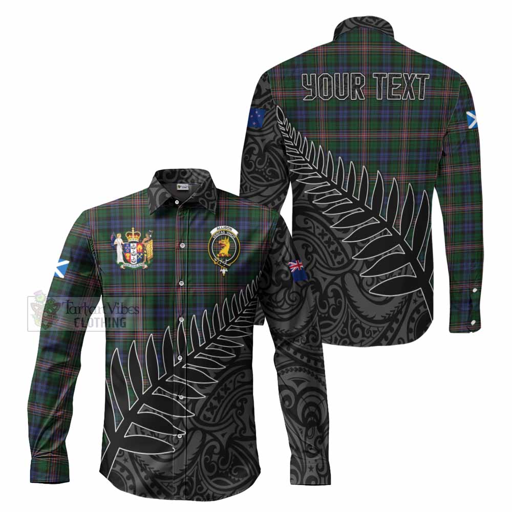 Tartan Vibes Clothing Allison Crest Tartan Long Sleeve Button Shirt with New Zealand Silver Fern Half Style