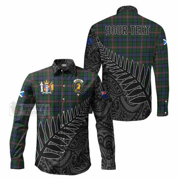 Tartan Vibes Clothing Allison Crest Tartan Long Sleeve Button Shirt with New Zealand Silver Fern Half Style
