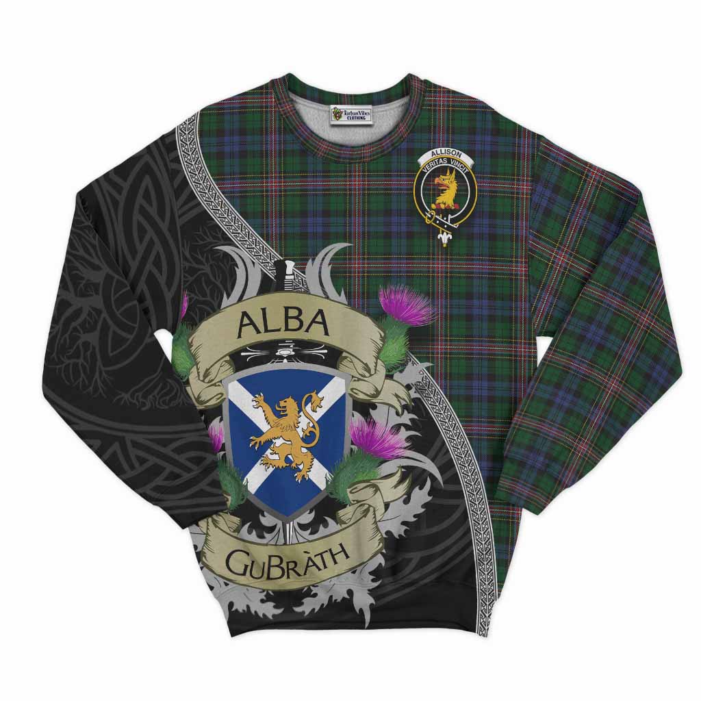 Tartan Vibes Clothing Allison Tartan Family Crest Sweatshirt Lion Rampant Royal Thistle Shield Celtic Inspired