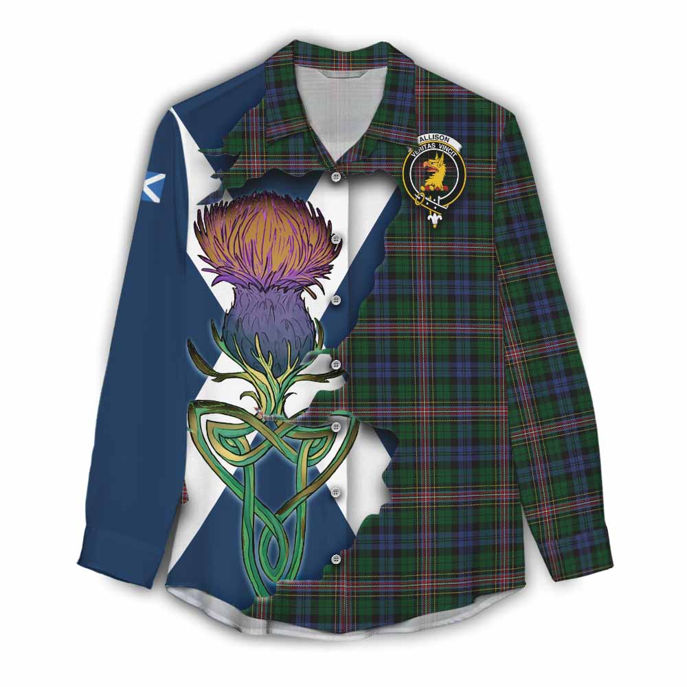 Tartan Vibes Clothing Allison Tartan Family Crest Women's Casual Shirt Scottish Thistle Celtic Inspired