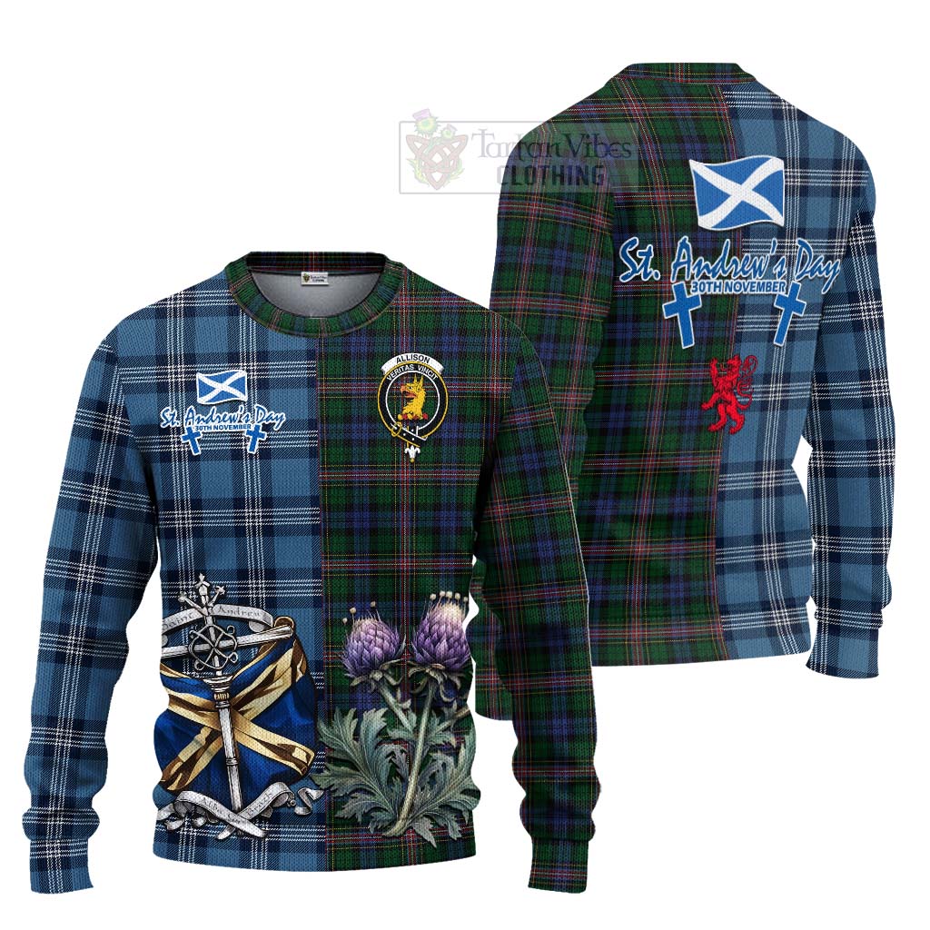 Tartan Vibes Clothing Allison Tartan Knitted Sweater Happy St. Andrew's Day Half Tartan Style