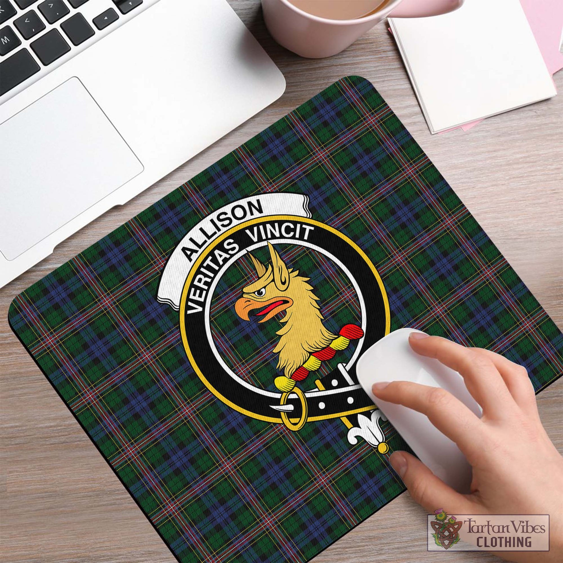 Tartan Vibes Clothing Allison Tartan Mouse Pad with Family Crest