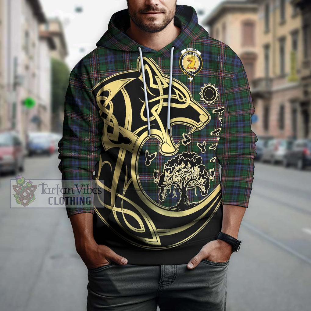 Allison Tartan Hoodie with Family Crest Celtic Wolf Style Zip Hoodie - Tartan Vibes Clothing