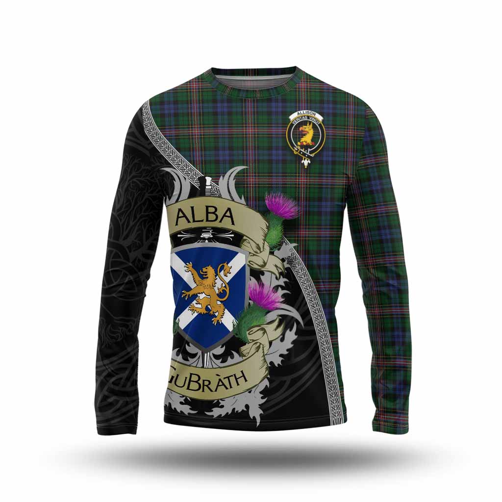 Tartan Vibes Clothing Allison Tartan Family Crest Long Sleeve T-Shirt Lion Rampant Royal Thistle Shield Celtic Inspired