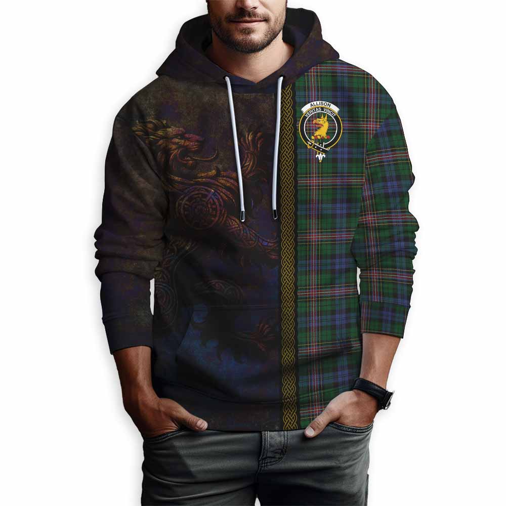 Tartan Vibes Clothing Allison Tartan Family Crest Hoodie Alba Gu Brath Be Brave Lion Ancient Style