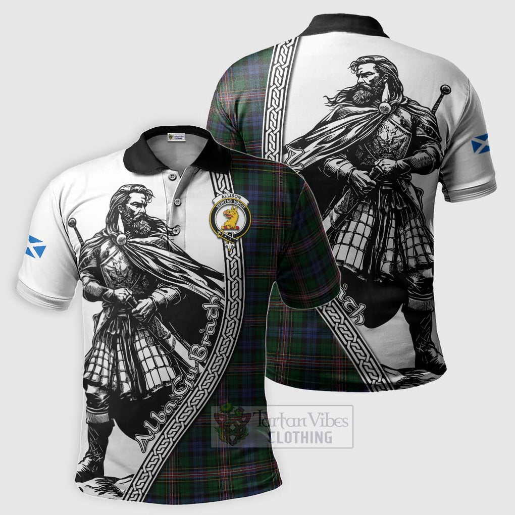 Tartan Vibes Clothing Allison Tartan Clan Crest Polo Shirt with Highlander Warrior Celtic Style