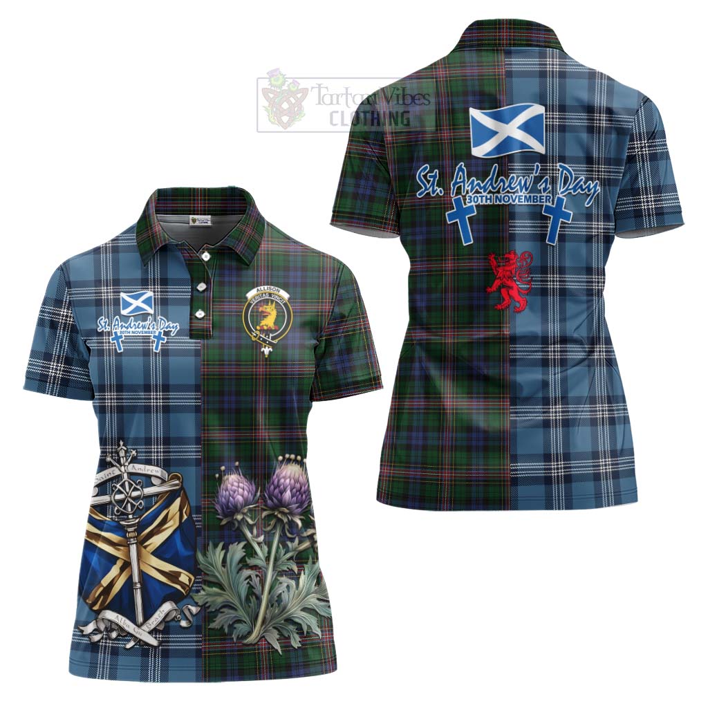 Tartan Vibes Clothing Allison Tartan Women's Polo Shirt Happy St. Andrew's Day Half Tartan Style