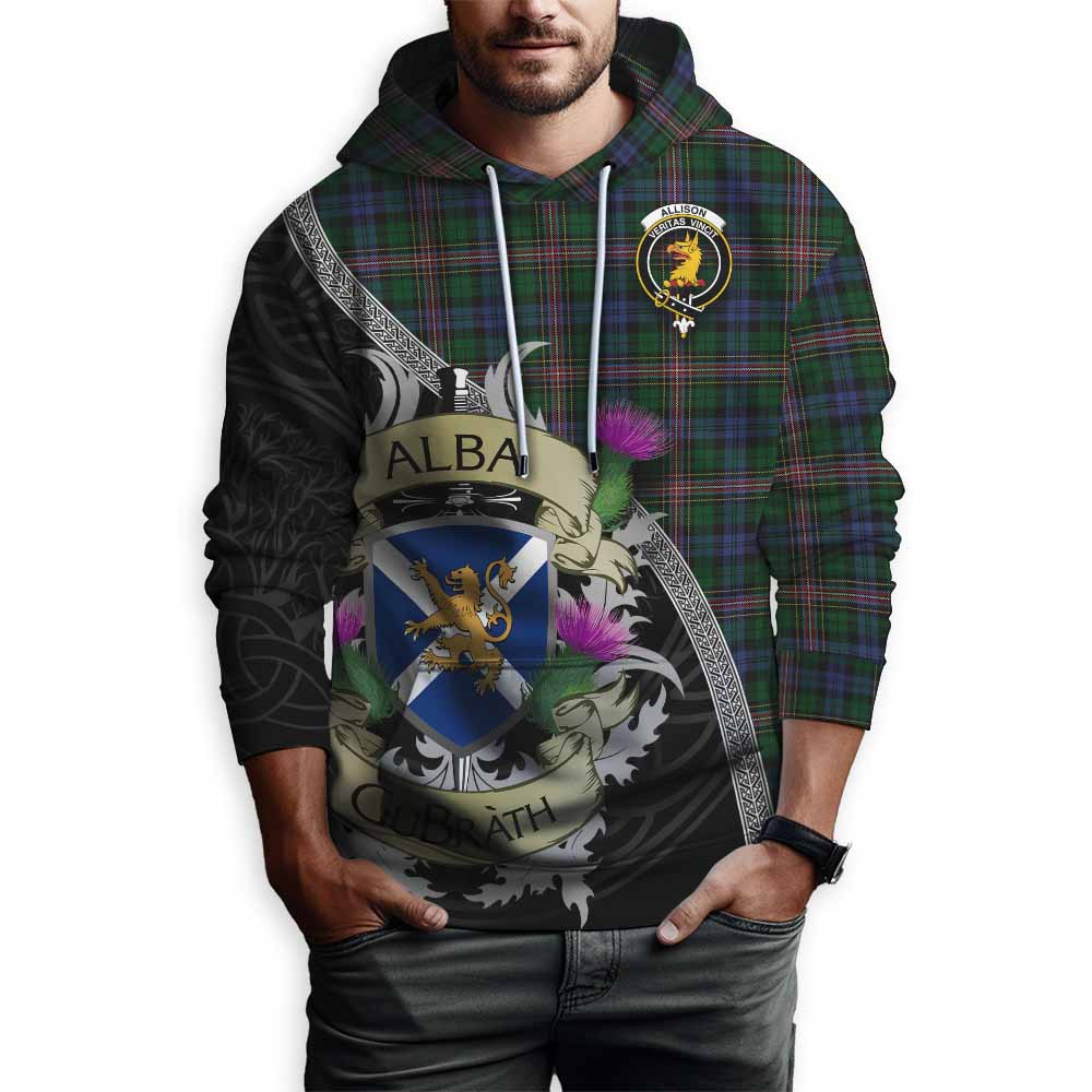 Tartan Vibes Clothing Allison Tartan Family Crest Hoodie Lion Rampant Royal Thistle Shield Celtic Inspired