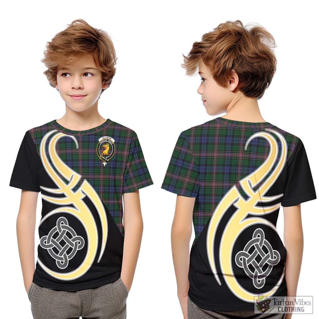 Allison Tartan Kid T-Shirt with Family Crest and Celtic Symbol Style Youth XL Size14 - Tartan Vibes Clothing