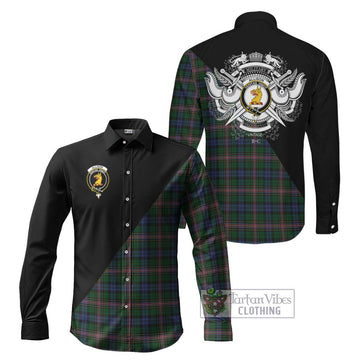 Allison Tartan Long Sleeve Button Shirt with Family Crest and Military Logo Style Men's Shirt S - Tartanvibesclothing Shop