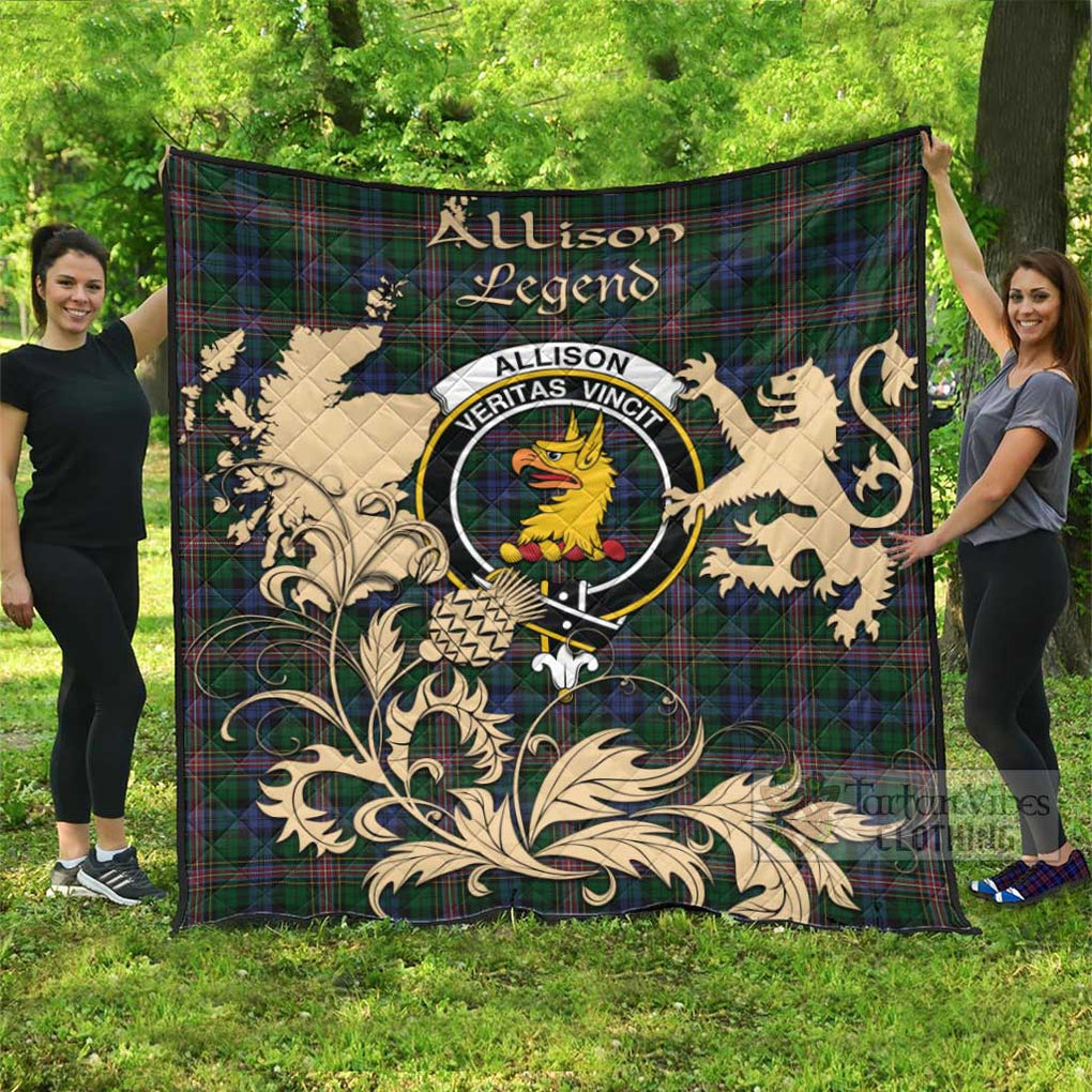 Allison Tartan Quilt with Family Crest and Scottish Symbol Style - Tartan Vibes Clothing