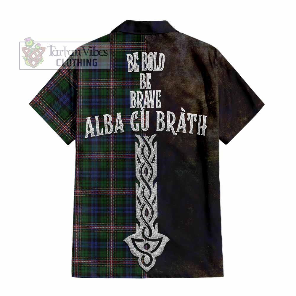 Tartan Vibes Clothing Allison Tartan Family Crest Short Sleeve Button Shirt Alba Gu Brath Be Brave Lion Ancient Style