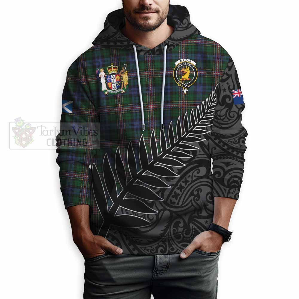 Tartan Vibes Clothing Allison Crest Tartan Hoodie with New Zealand Silver Fern Half Style