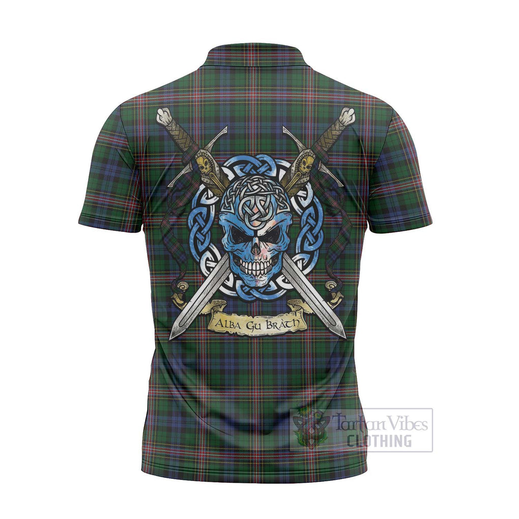 Tartan Vibes Clothing Allison Tartan Zipper Polo Shirt with Family Crest Celtic Skull Style