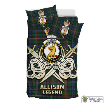 Allison Tartan Bedding Set with Clan Crest and the Golden Sword of Courageous Legacy