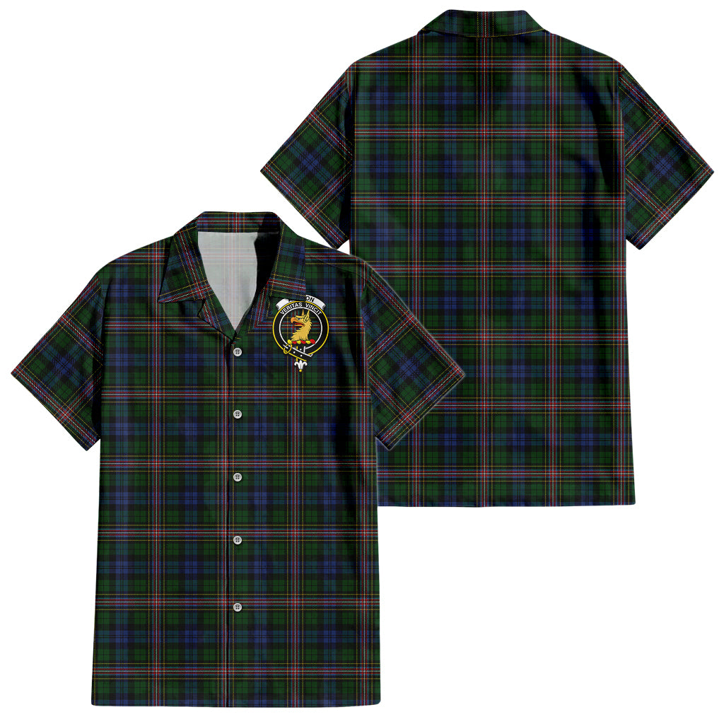 Allison Tartan Short Sleeve Button Down Shirt with Family Crest - Tartanvibesclothing